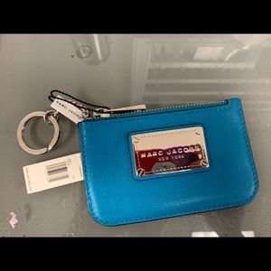 Turquoise Marc Jacobs key chain card/ coin holder